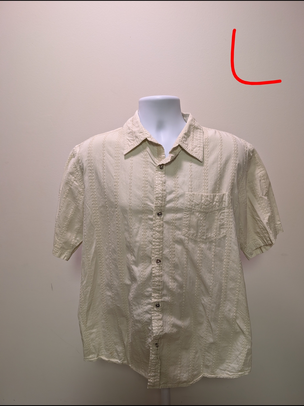 Men's Casual Short-Sleeve Button-Down Shirt - Cream